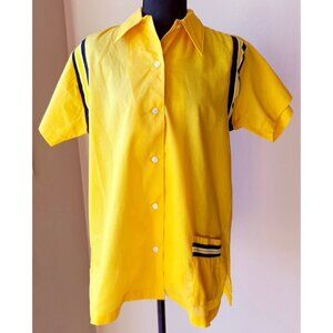 Friday Night Fun Retro Energy! Vintage Hilton Yellow Bowling Shirt Retro Striped